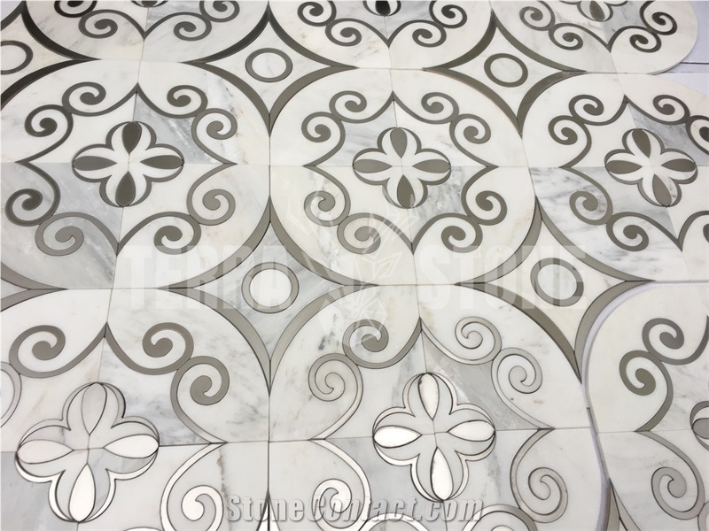 Water Jet Marble Mosaique Surface Floor Tile Stainless Steel