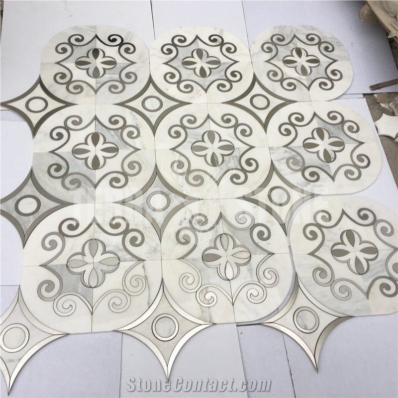 Water Jet Marble Mosaique Surface Floor Tile Stainless Steel