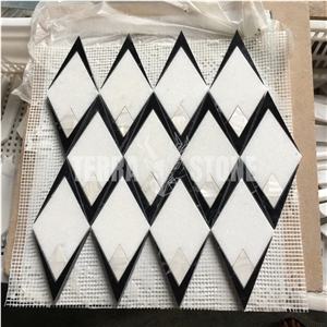 Waterjet Mosaic Marble With Mother Pearl Of Shell Tile