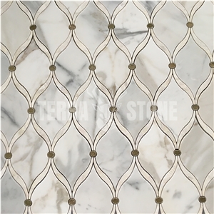White Marble And Mother Pearl Shell Water Jet Lantern Mosaic