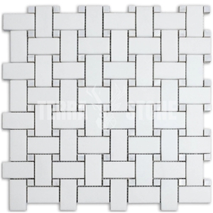 White Thassos Marble Mother Pearl Mosaic Tile In Basketweave