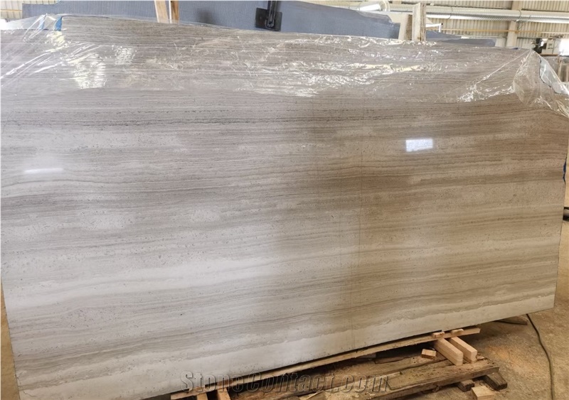 White Wood Marble Athens Silver Marble Polishing  Slab