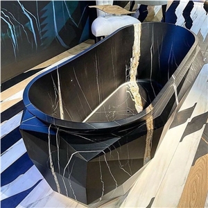 Black Gold Marble Crystal Bathtub
