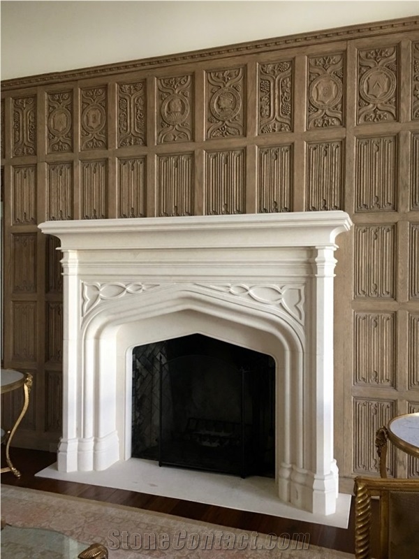 Gorthic Limestone Fireplace Mantel