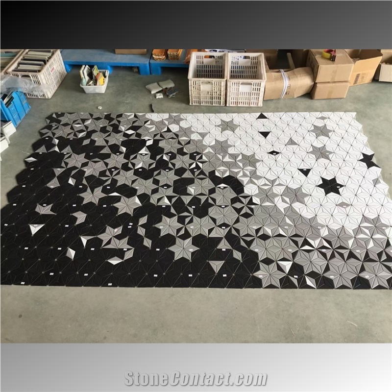 White And Black Marble Mosaic Tiles