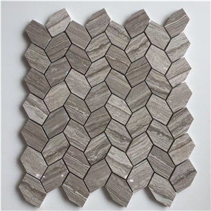 Wood Teak Grey Marble Mosaic