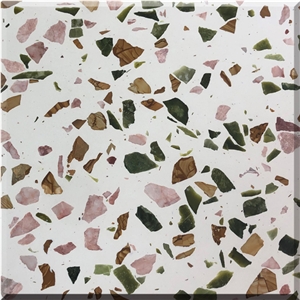Pink Green Stones Colorful Terrazzo Seamless Pattern Panel