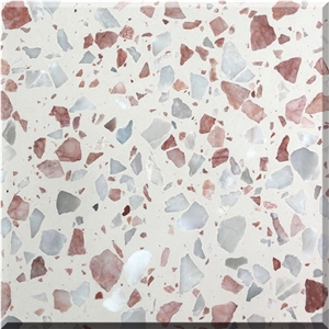 Pink Terrazzo White Background With Pink White Particles