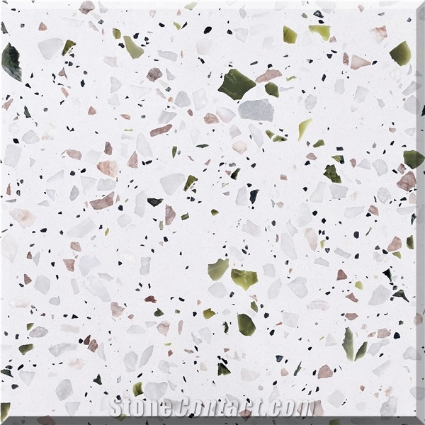 Terrazzo Floor Seamless Pattern Texture Green White Pink