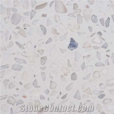 White Terrazzo Tile Cement Floor Covering Solid Surface
