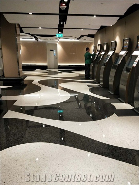 White Terrazzo Tile Cement Floor Covering Solid Surface