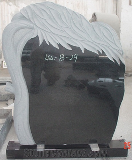 Absolute Shanxi Black Granite Slant Headstone Gravestone