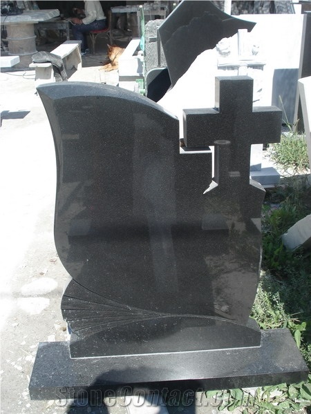 Absolute Shanxi Black Granite Slant Headstone Gravestone