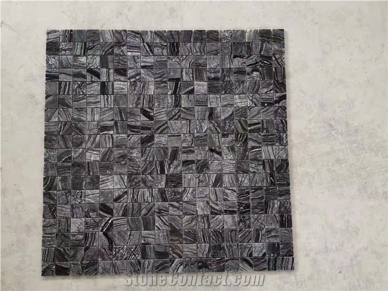 Ancient Wooden Black Marble Mosaic 5Cm Squre Marble Mosaic