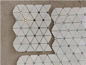 Carrara Triangle Marble Mosaic With Glass Dot New Mosaic
