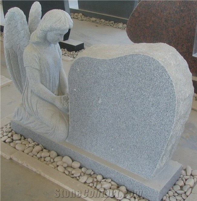 G603 Light Grey Granite Monuments/Headstone With Angels
