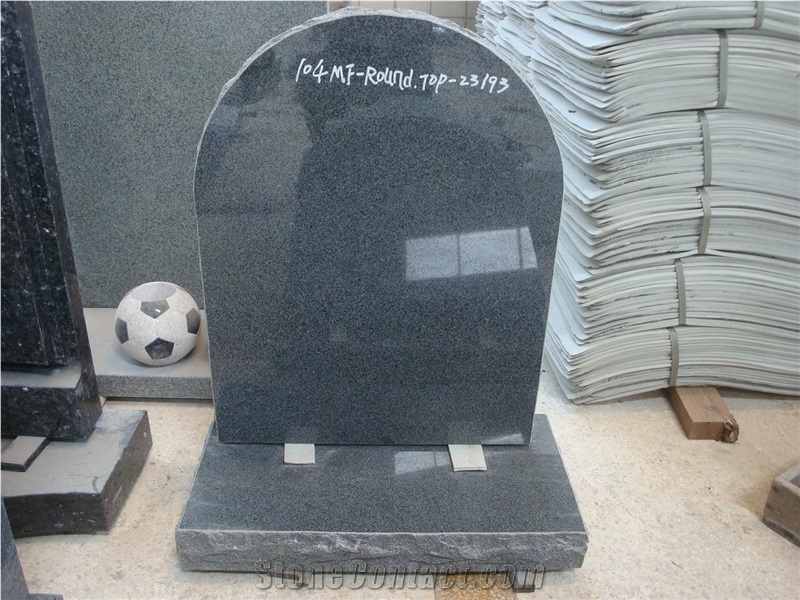 G654 Dark  Granite Monument Tombstone Headstone Round Top