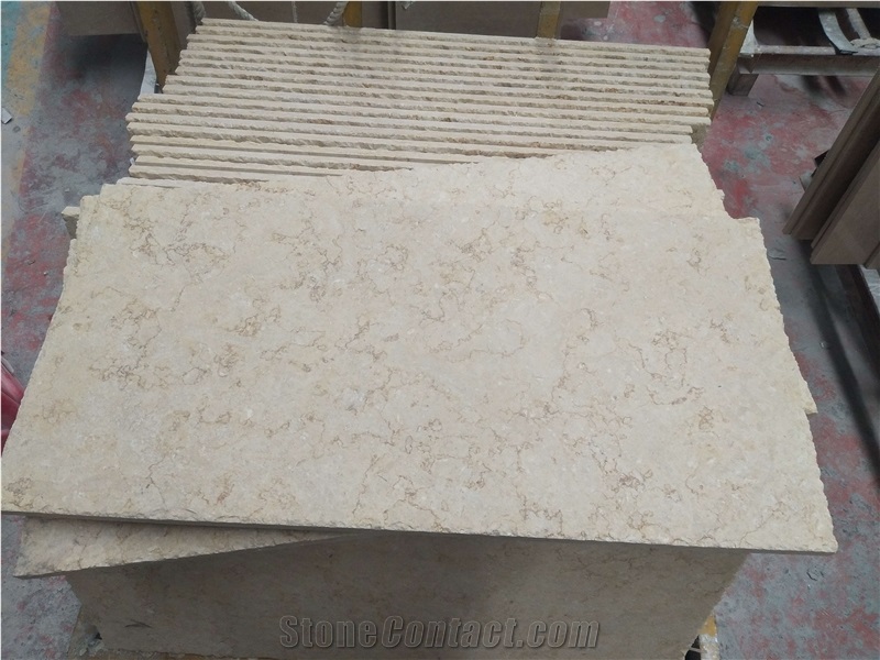 Galala Beige Marble Brushed Tile With Chipped Edges