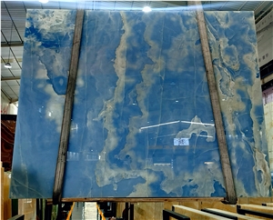 Natural Luxury Blue Onyx Slabs Ocean Blue Jade Ice Jade Onyx
