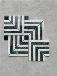 New Design Marble Mosaic Green Black White Geometric Mosaic
