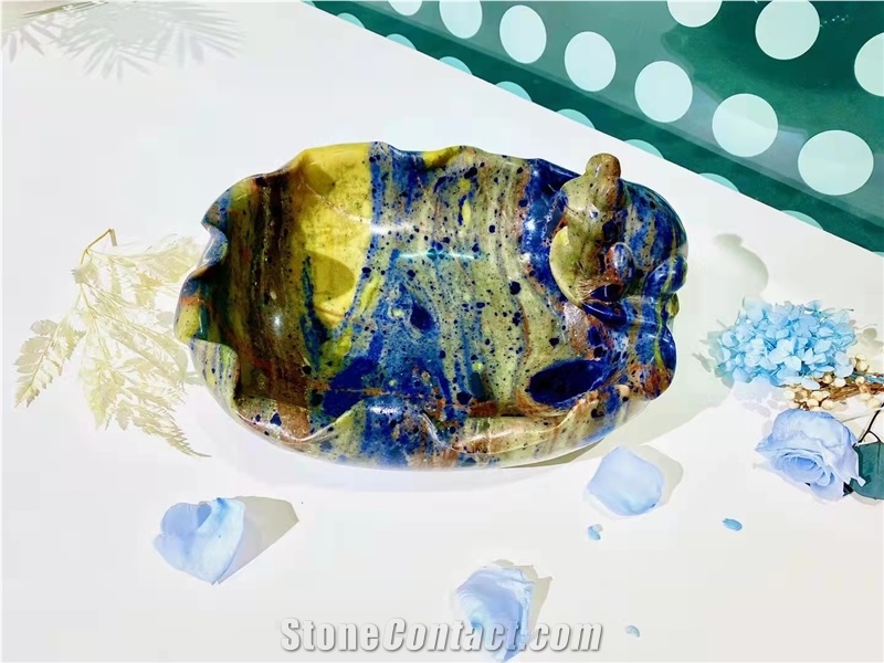 Soldalite Blue Stone Animal Sculptures Tortoise Turtle