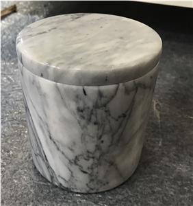 White Marble Cotton Swab Holder Stone Marble Accessories
