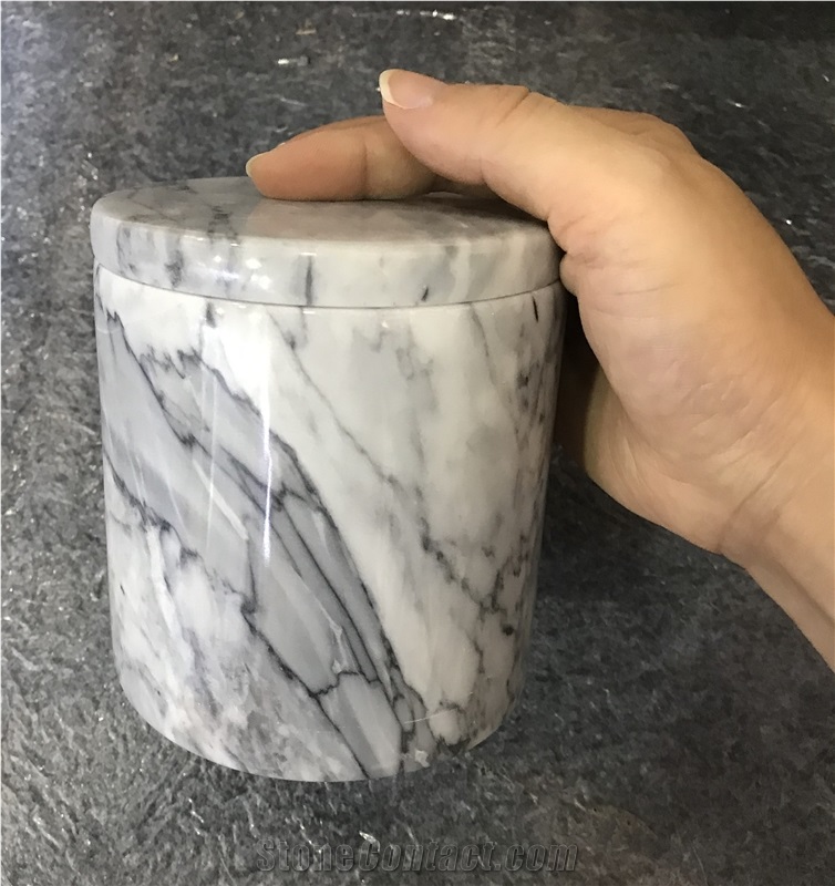 White Marble Cotton Swab Holder Stone Marble Accessories