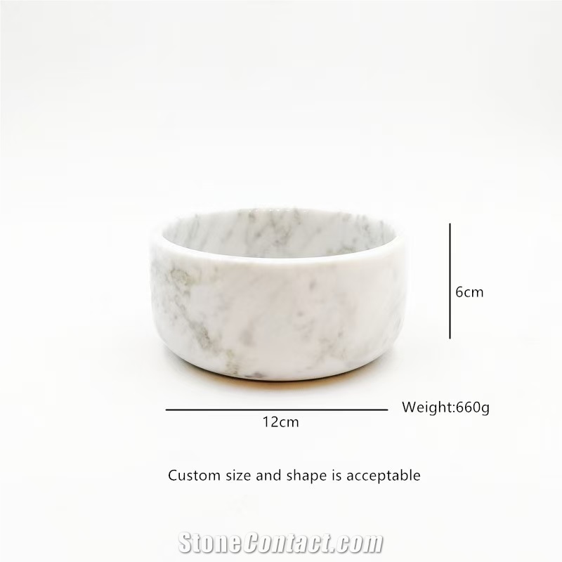Wholesale Carrara White Marble Stone Pet Bowl For Dog