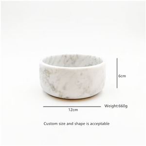 Wholesale Carrara White Marble Stone Pet Bowl For Dog