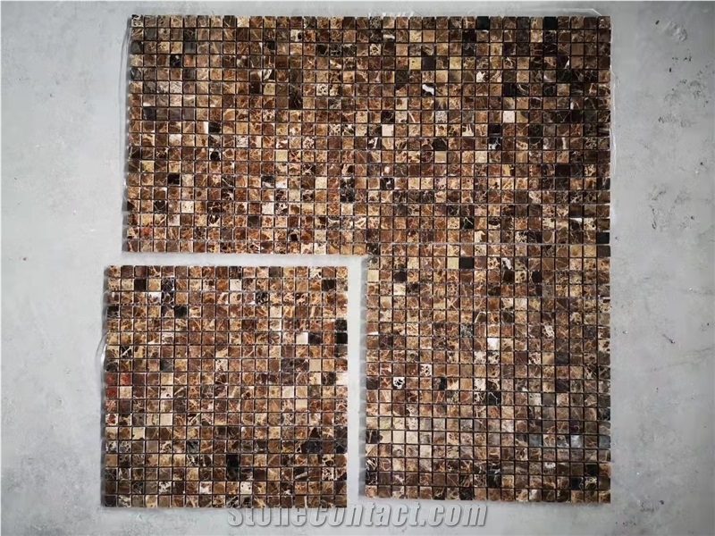 Wholesale Dark Emperador Brown Marble Mosaic 2" Squre Mosaic