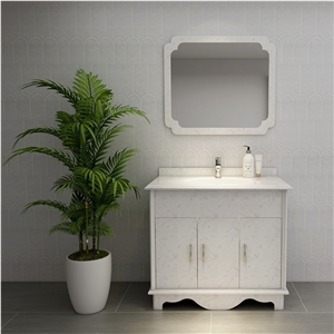 White Color Artificial Marble Vanity Top