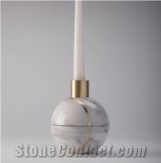 Carrara White Marble Candle Jar Holder Home Decor