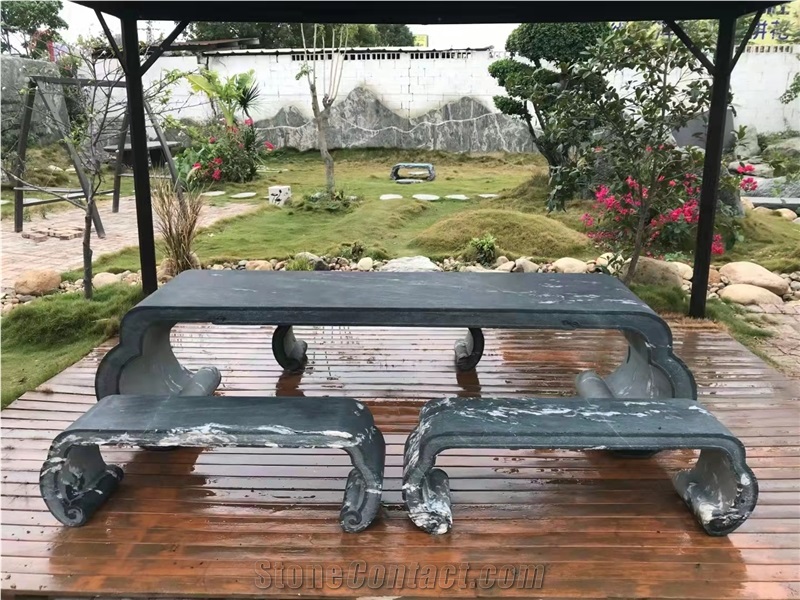 China Kowloon Jade Marble Garden Table Bench