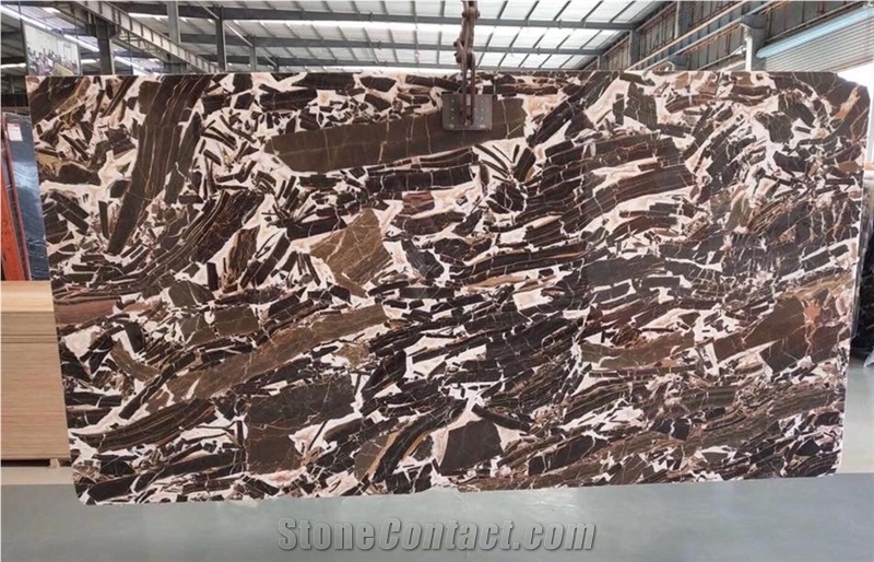 China Kylie Brown Marble Slab Kitchen Tile