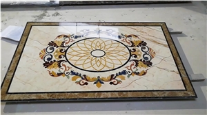 Flower Square Waterjet Medallion Natural Marble Design