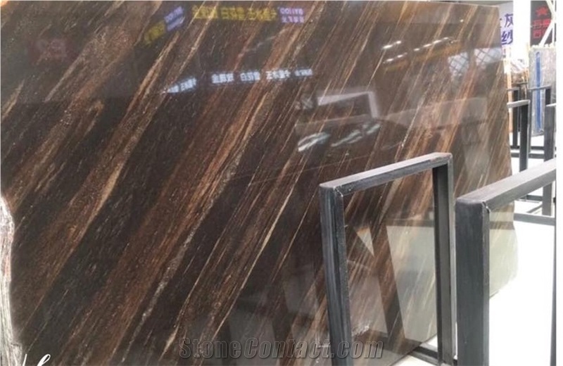 Imperial Brown Gold Marble Polished Slab Wall Tile