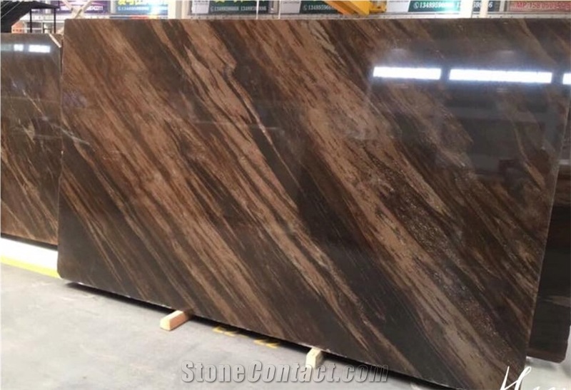 Imperial Brown Gold Marble Polished Slab Wall Tile