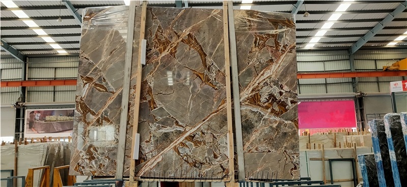 Natural Gold Fusion Brown Marble Slab Floor Tile