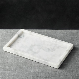 Natural White Marble New Design Tea Tray Handle Plate