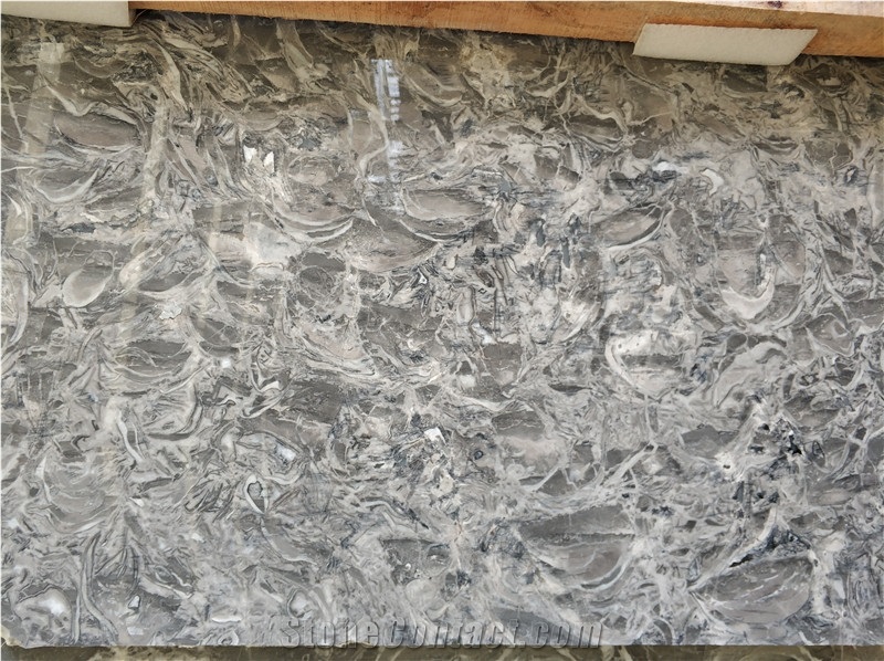 Overload Flower Marble Grey Wave Slab Wall Tile