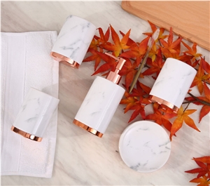 White Marble Resin Bathroom Set Soap Dish Accessories