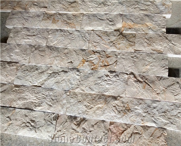 Splitface Beige Marble Wall Cladding Panels,Ledge Stone