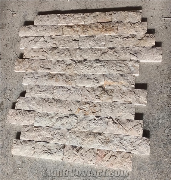 Splitface Beige Marble Wall Cladding Panels,Ledge Stone