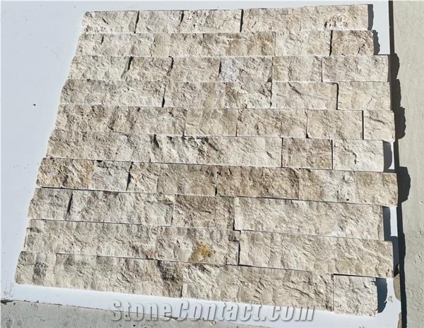Splitface Ivory Travertine Wall Cladding Panels,Ledge Stone