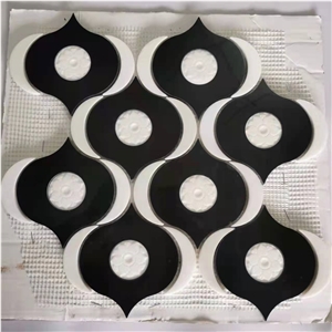 Absolutely Black Marble Arabesque Unique Special Mosaic Tile