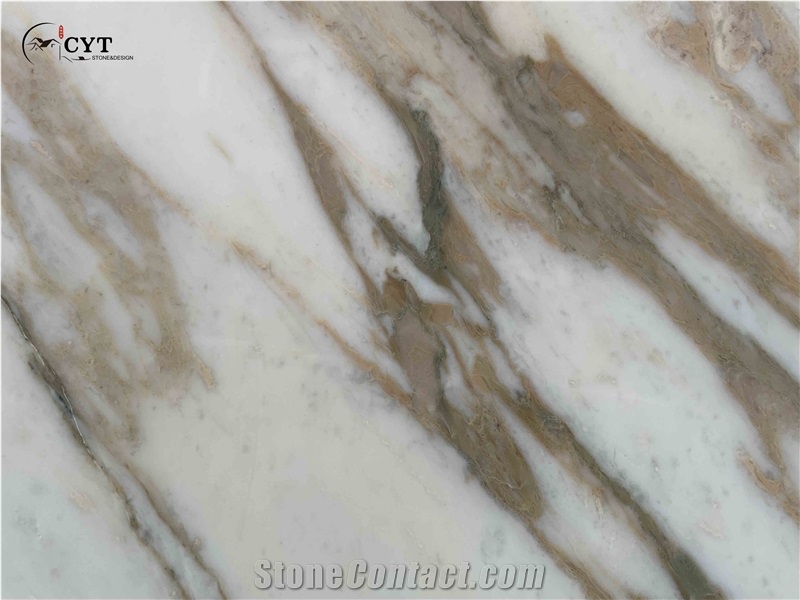 Carrara Gold Marble Pattern Slab For Bathroom Floor Tile