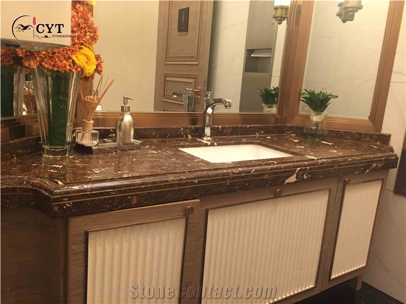 Double Sink Prefab Residential Master Bath Vanity Top