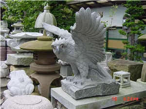 Granite Grey Eagle Hawk Sculpture, Grey Granite