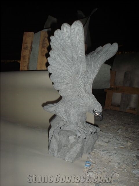 Granite Grey Eagle Hawk Sculpture, Grey Granite