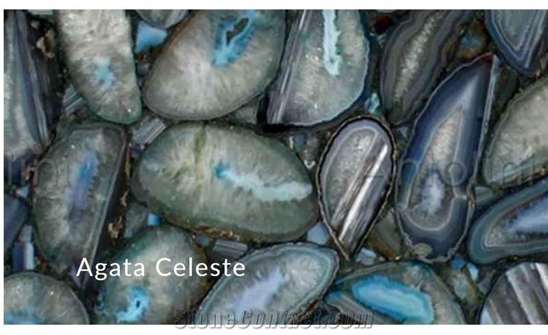 Agata Celeste Semiprecious Stone Slabs